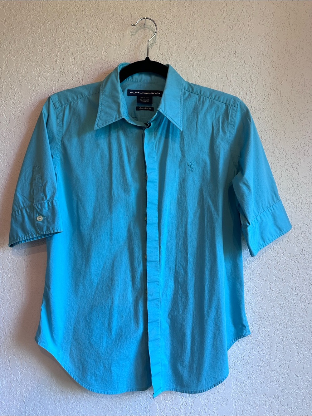 Ralph Lauren Turquoise Short Sleeve Button-Down Shirt
